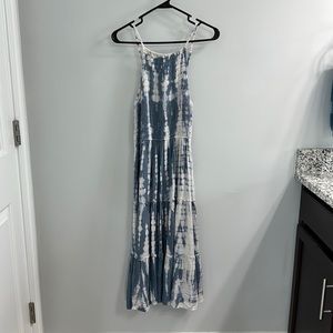 Blue and Off White Tie Dye Dress